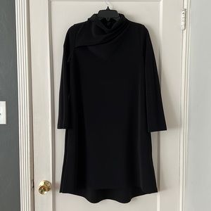 COS hi-lo hem funnel neck long sleeve black dress